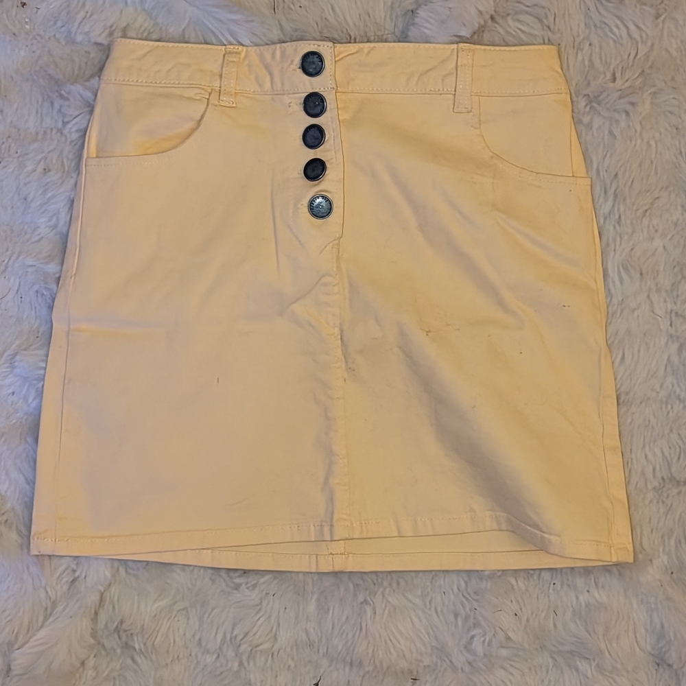 Copper Key Cream Button-Front Mini Skirt